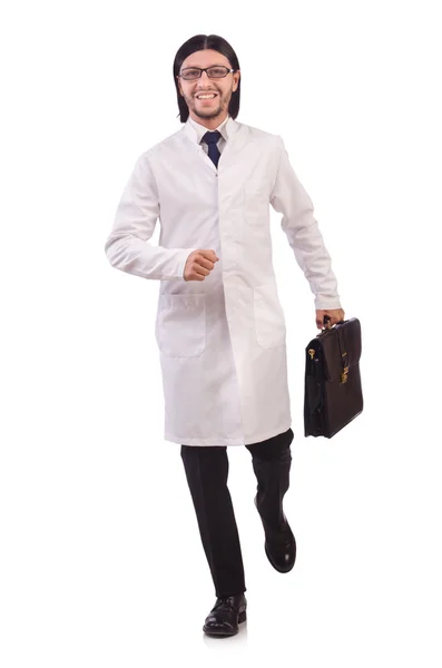 Joven médico masculino aislado en blanco — Foto de Stock