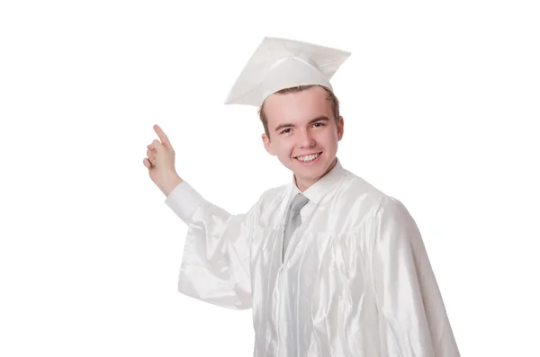 Jovem estudante isolado no branco — Fotografia de Stock