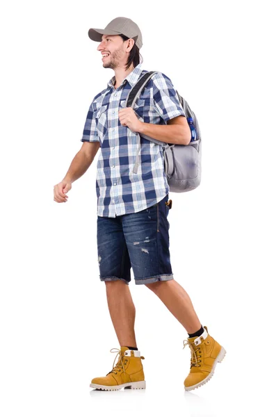 Ein Tourist mit Rucksack — Stockfoto