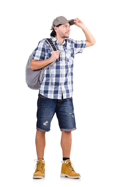 Ein Tourist mit Rucksack — Stockfoto