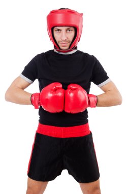 Kırmızı eldivenli komik boksör