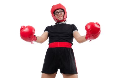 Kırmızı eldivenli komik boksör