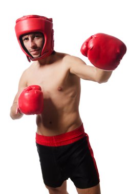 Kırmızı eldivenli komik boksör