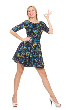 Koyu mavi çiçek içinde kadın