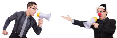 Hoparlörü ile işadamı palyaço