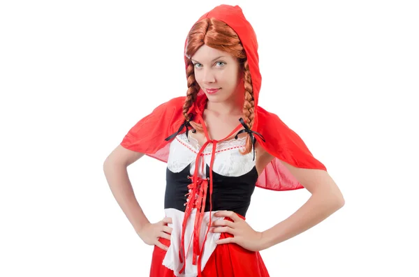 Little red riding hood isolated on white — Stock Photo, Image