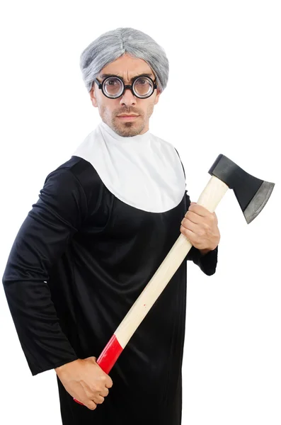 Young man wearing as nun — Stock Photo, Image