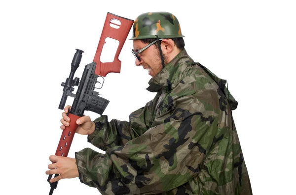 Militär mit Waffe — Stockfoto