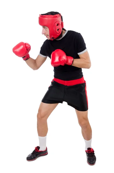 Boxeador divertido con guantes rojos —  Fotos de Stock