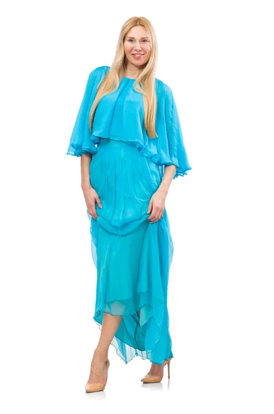 Kvinna i milda blå klänning — Stockfoto