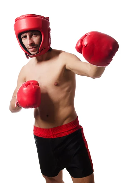 Boxeador divertido con guantes rojos —  Fotos de Stock