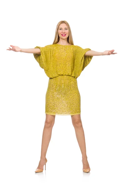 Kobieta w żółtej sukience — Zdjęcie stockowe