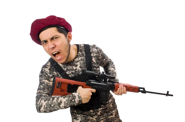 Soldier with a weapon — Stock Photo, Image