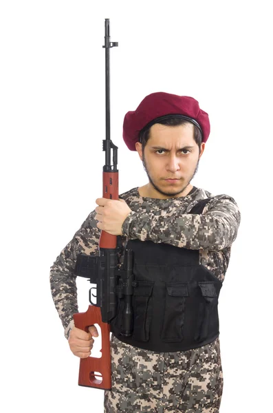 Soldado con un arma — Foto de Stock