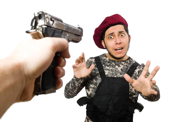 Soldado con un arma — Foto de Stock