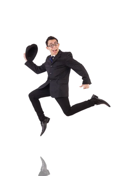 Funny gentleman in striped suit — Stock Photo, Image