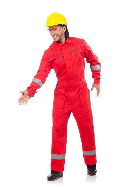 Industrial worker in red overalls — Stock Photo, Image