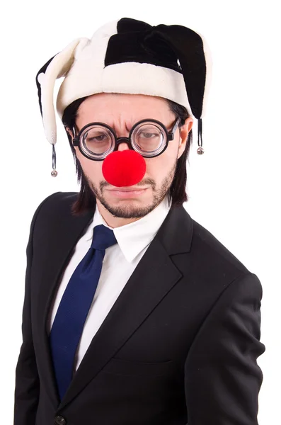 Смешной клоун-бизнесмен — стоковое фото