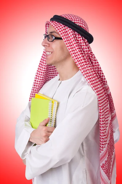 Arabský student s knihami — Stock fotografie