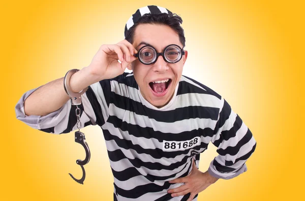 Funny convict on yellow — Stock Photo, Image