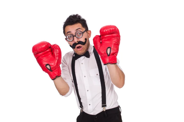 Boxeador divertido en guantes rojos —  Fotos de Stock