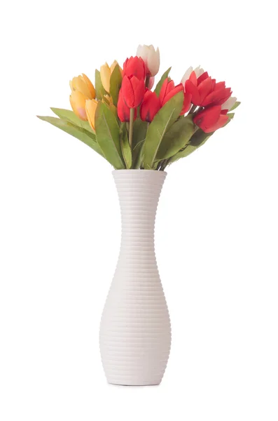 Vaso com tulipas coloridas — Fotografia de Stock