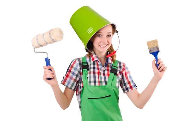 Woman painter in construction concept — Stock Photo, Image