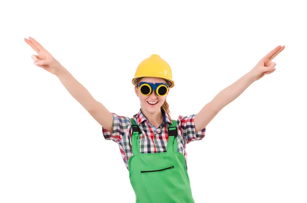 Female handyman in overalls — Stock Photo, Image