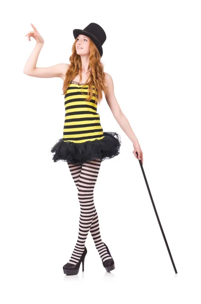 Girl in striped dress — Stock Photo, Image