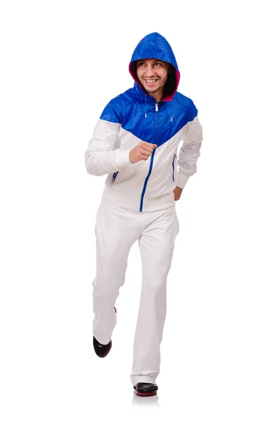 Mens in witte sportkleding — Stockfoto