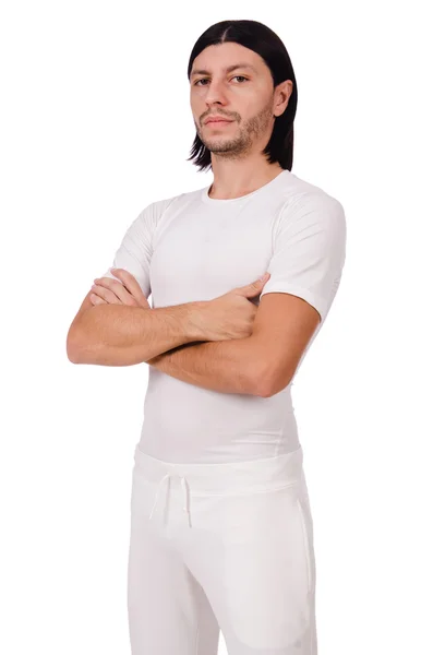 Mens in witte sportkleding — Stockfoto