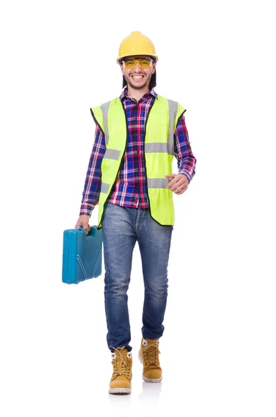 Construction worker with box — Stock Photo, Image