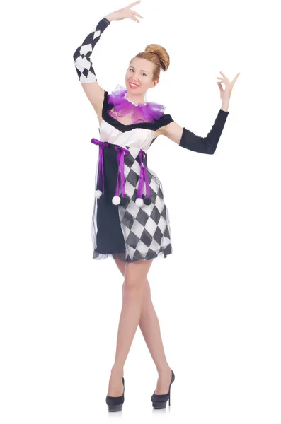 Girl in harlequin costume — Stock Photo, Image