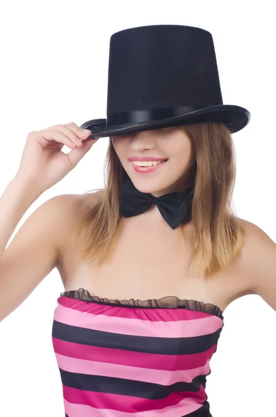 Jeune femme avec chapeau — Photo