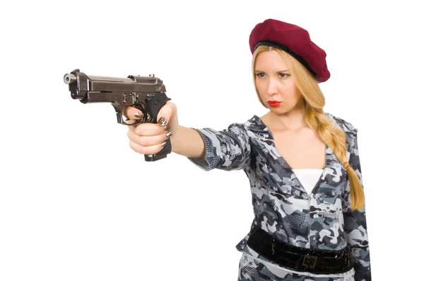 Woman soldier with gun — Stock Photo, Image