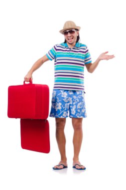 Seyahat konsepti beyaz bavullu