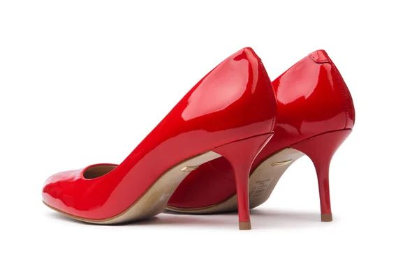 Röd kvinna skor isolerad på den vita bakgrunden — Stockfoto