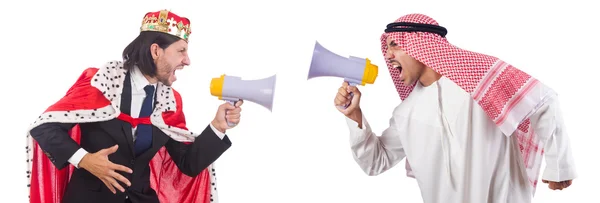 Arab ember és király elszigetelt hangszórón keresztül kiabálva — Stock Fotó