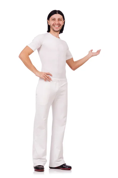 Adam beyaz spor giyim — Stok fotoğraf
