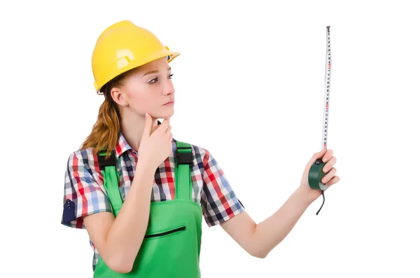 Female handyman in overalls — Stock Photo, Image