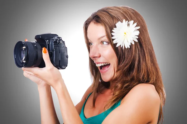 Attractive female photographer — Stock Photo, Image