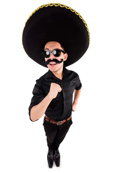 Funny man wearing sombrero hat — Stock Photo, Image
