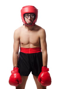 Kırmızı Gloverlar ile komik boksör