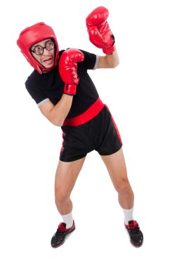 Kırmızı Gloverlar ile komik boksör