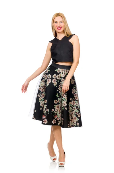 Mujer con falda floral — Foto de Stock