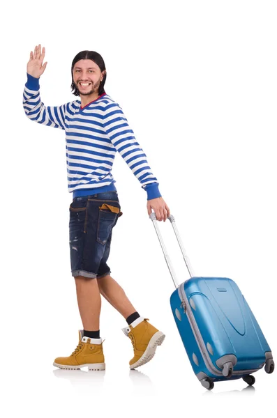 Un touriste avec des sacs isolés sur blanc — Photo