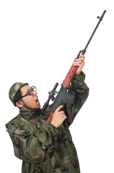 Military man with a gun — Stock Photo, Image