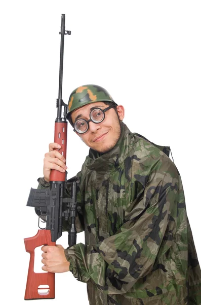 Στρατού άνδρας με ένα πυροβόλο όπλο — Φωτογραφία Αρχείου