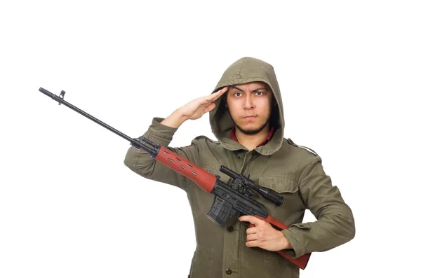 Молодой человек с ружьем — стоковое фото
