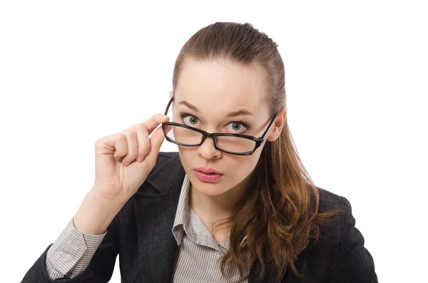 Working lady isolated on white — Stock Photo, Image